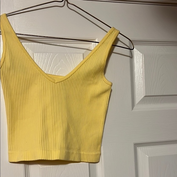 Aura Tops - Aura Yellow Ribbed Crop Tank Top